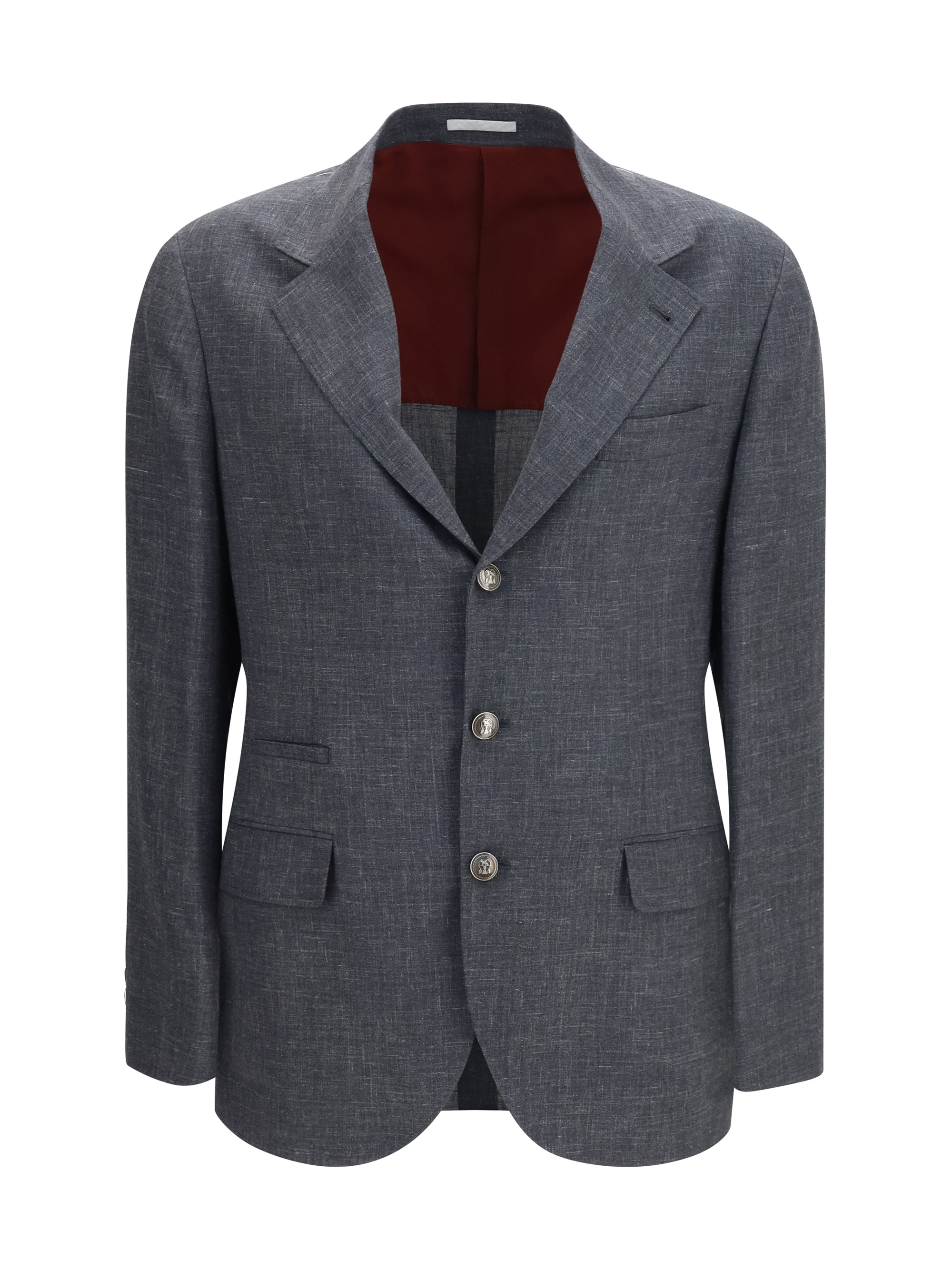 Deconstructed Jacket in flame-textured wool, silk, and linen