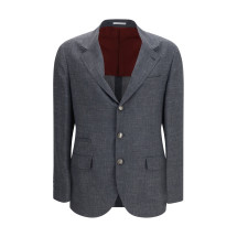 Deconstructed Jacket in flame-textured wool, silk, and linen