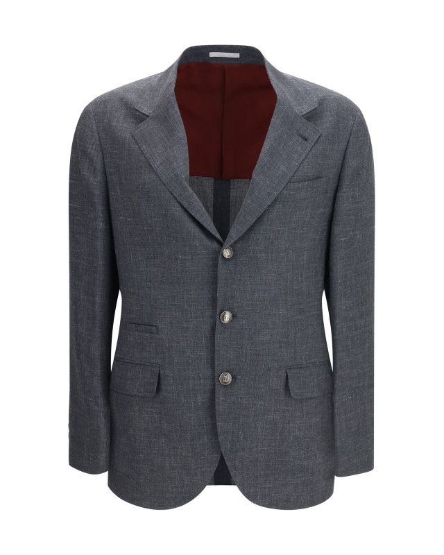 Deconstructed Jacket in flame-textured wool, silk, and linen