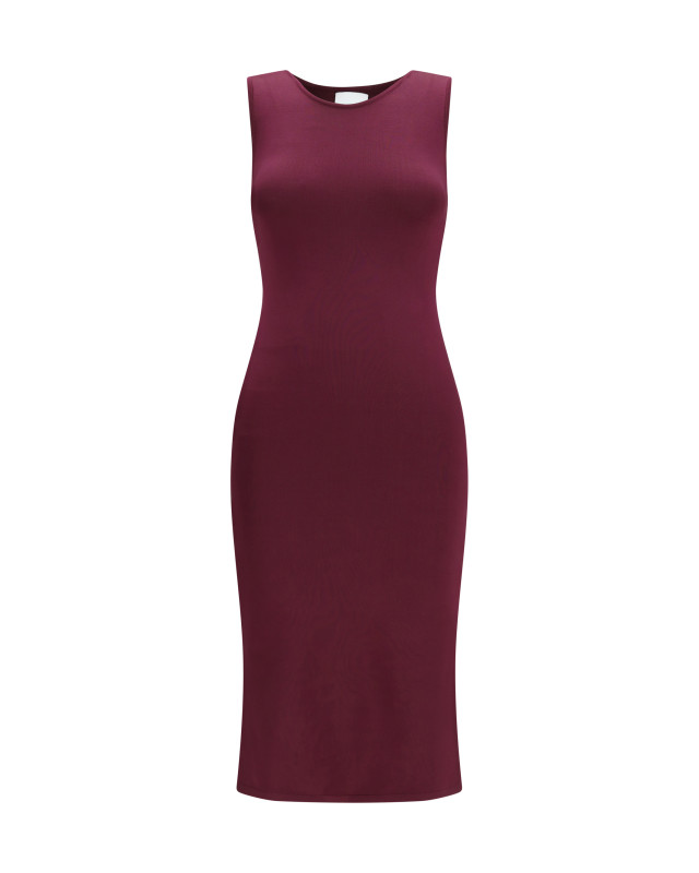 Sleeveless slim-fit long silk Dress
