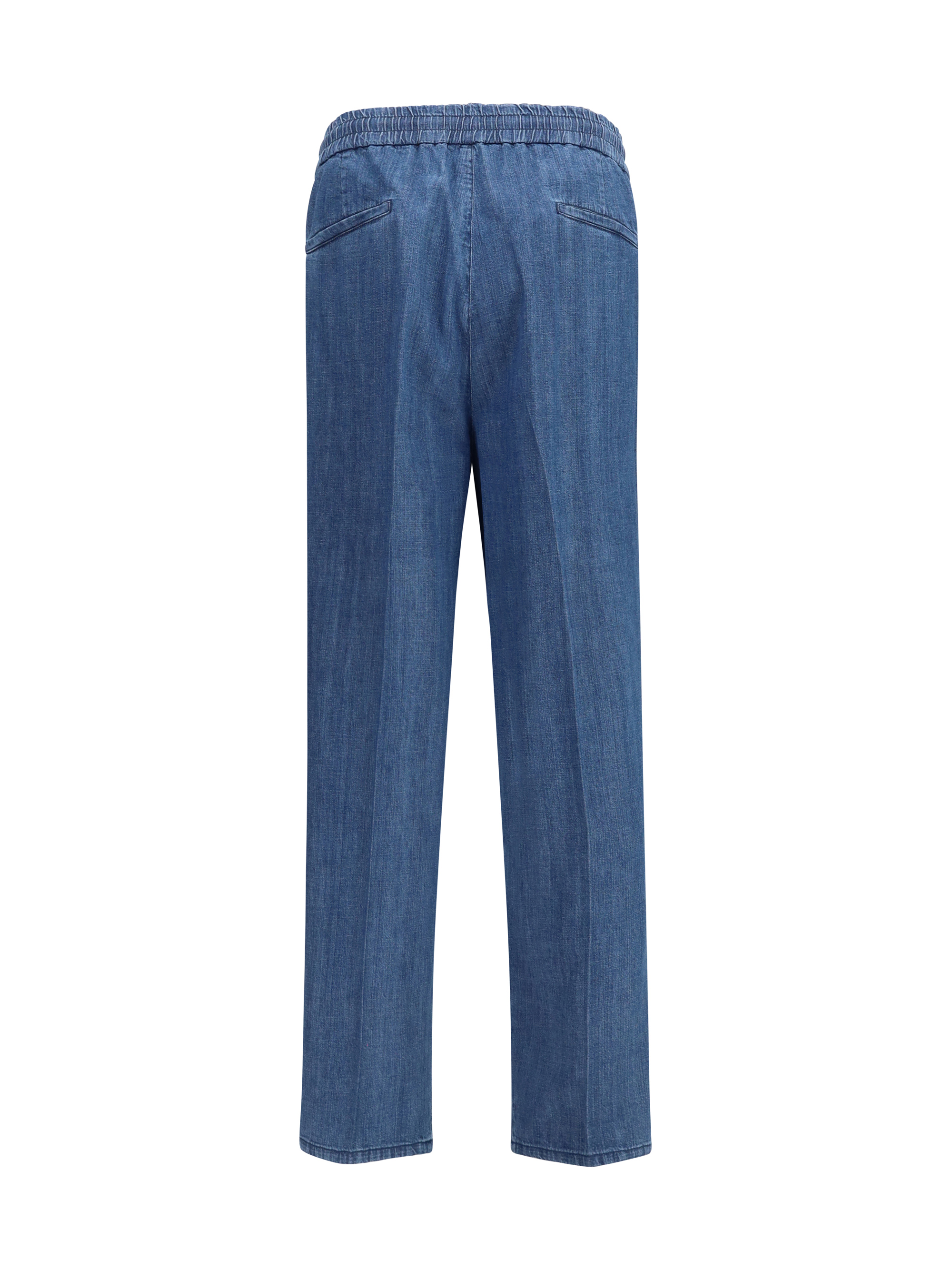 Lightweight denim Pants with drawstring and double pleats
