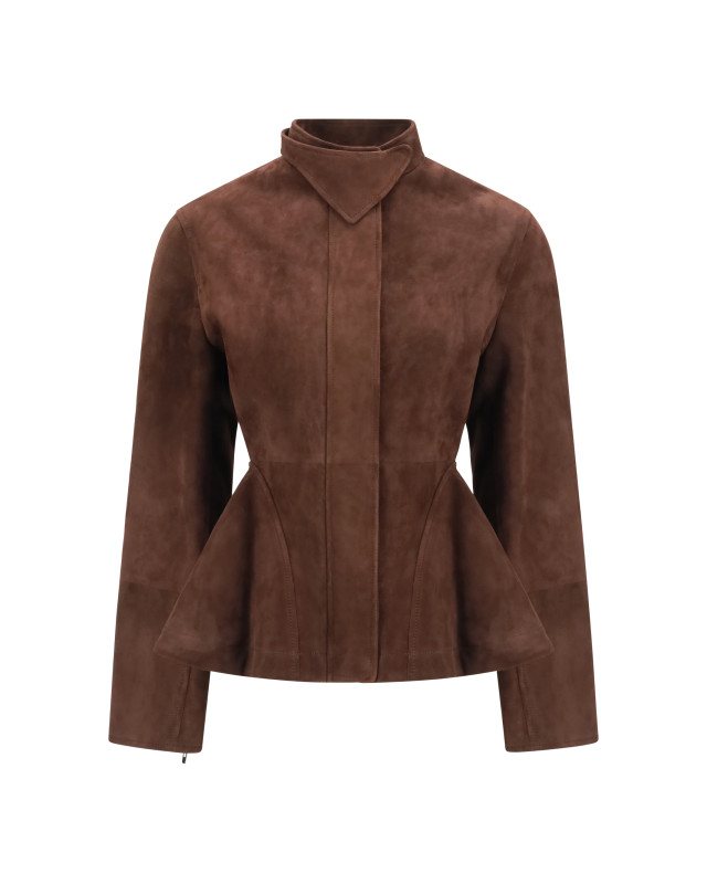 Peplum Jacket in suede goatskin