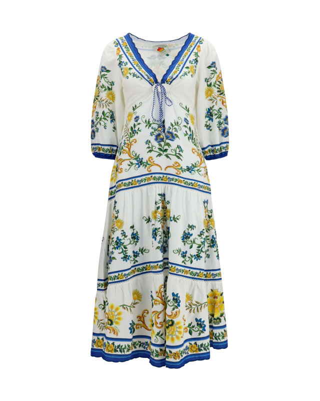Emily floral print midi Dress with drawstring