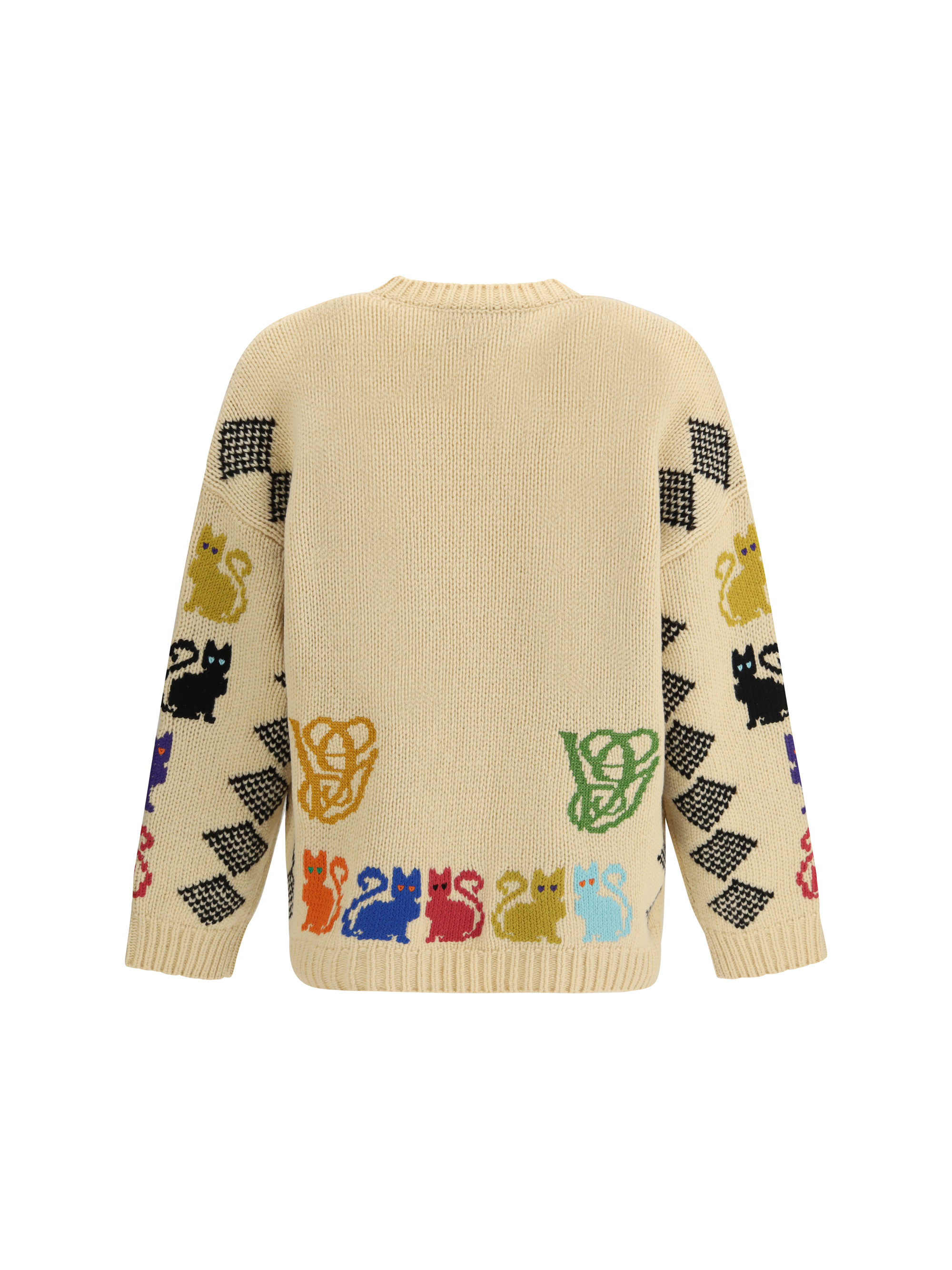 Cardigan with Le Chat de la Maison jacquard motif