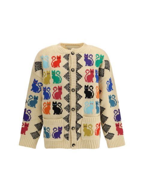 Cardigan with Le Chat de la Maison jacquard motif
