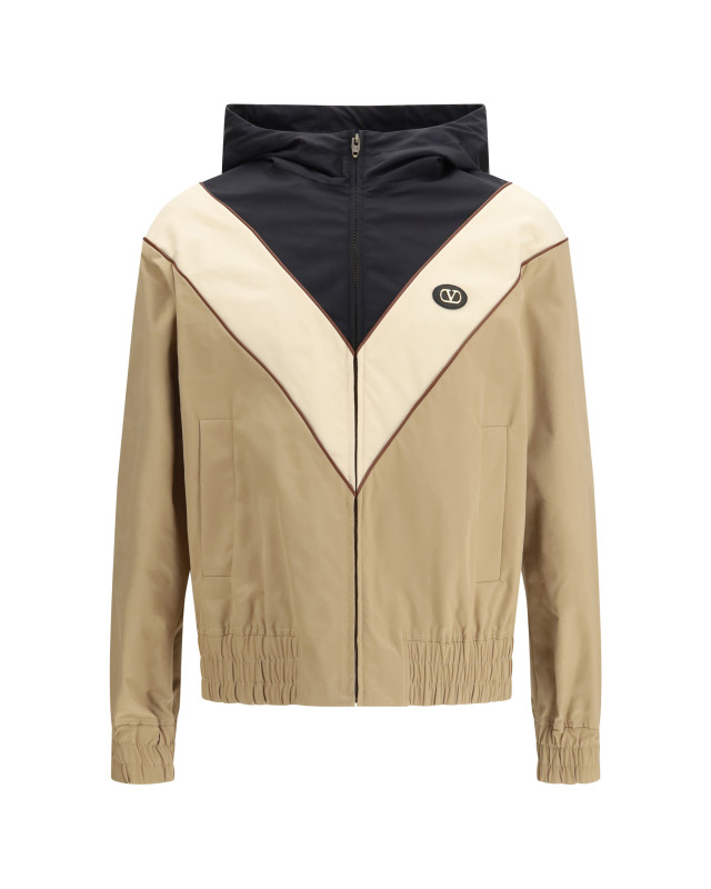 Nylon hooded windbreaker Jacket