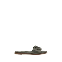 VLogo patent leather Slide Sandals