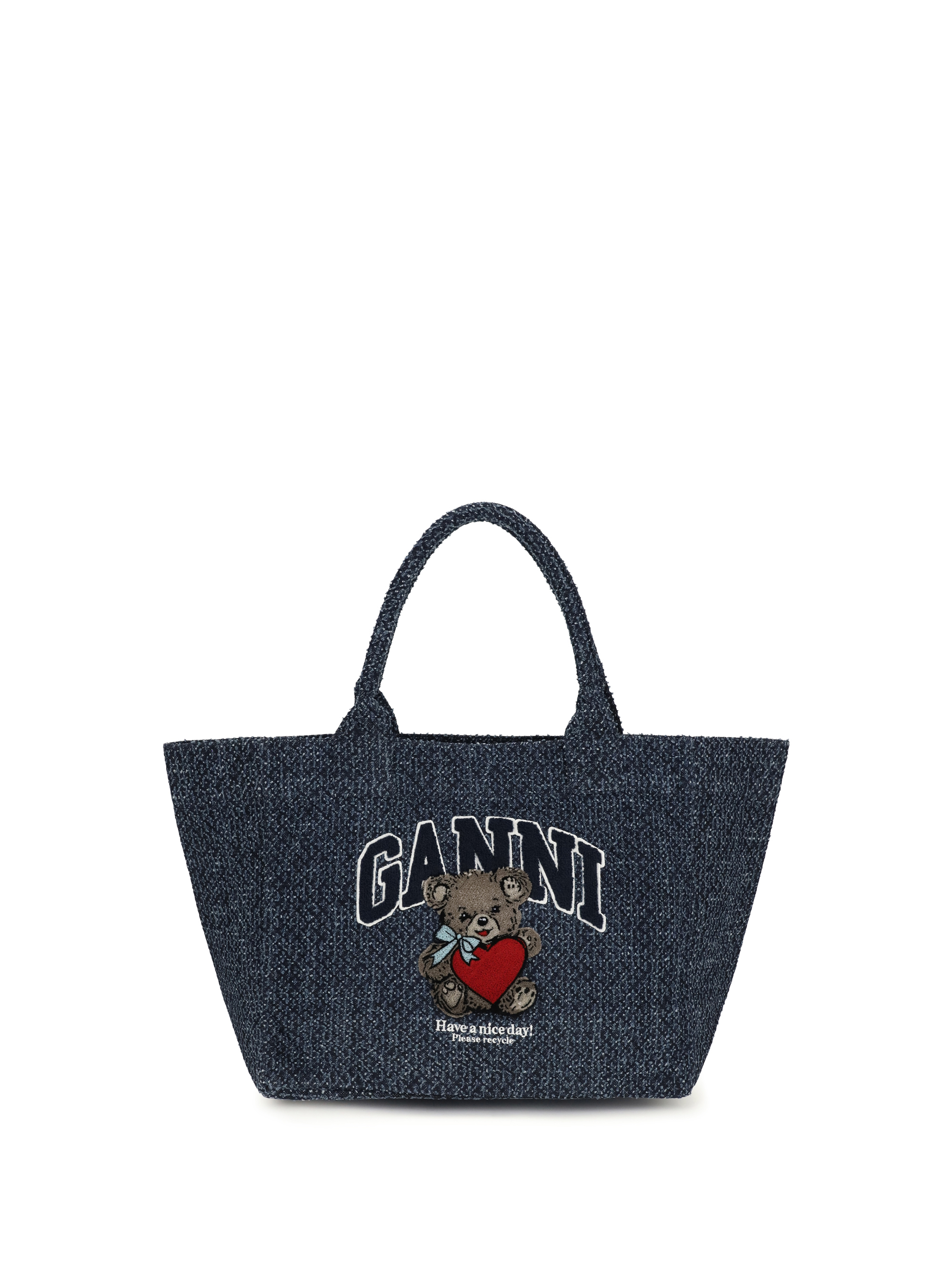 Medium denim Tote Bag with bear