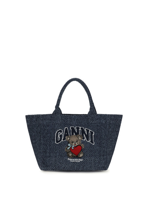Medium denim Tote Bag with bear