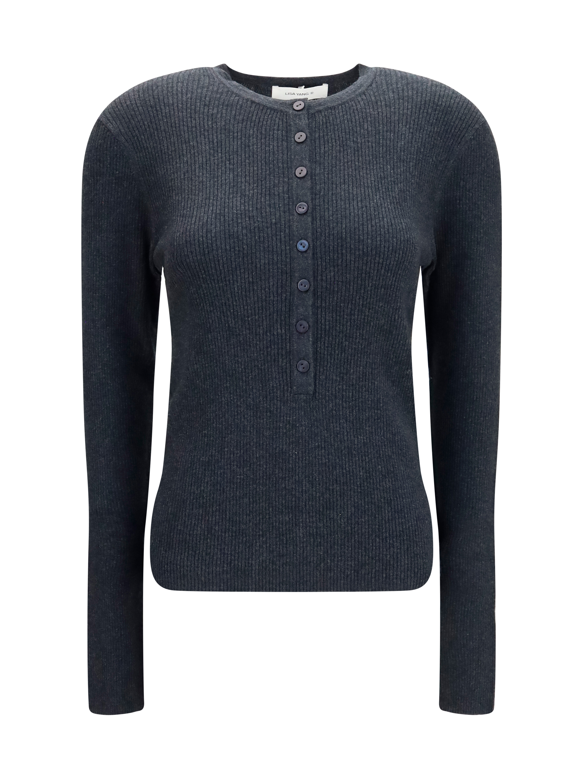 Airi Henley Sweater in cotton and cashmere