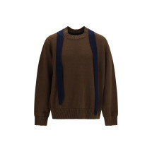 Wool knit Cardigan with integrated scarf