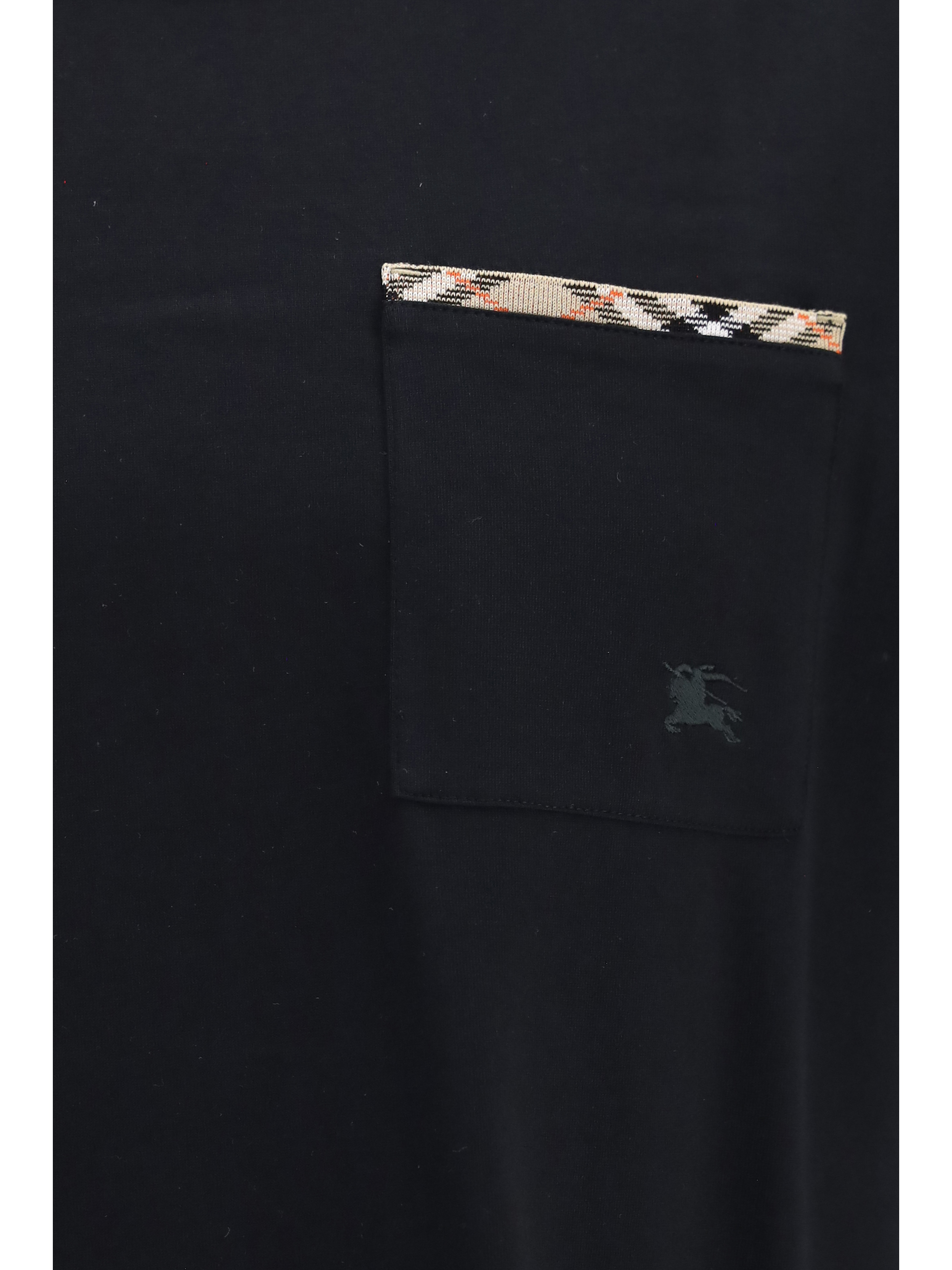 Cotton T-shirt with Check Trims