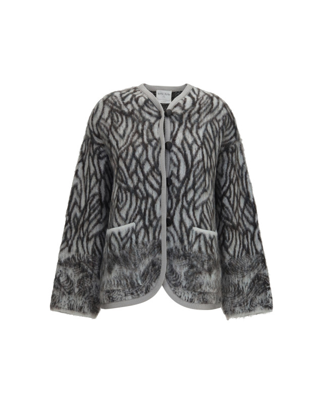 Heron Feather motif brushed Cardigan