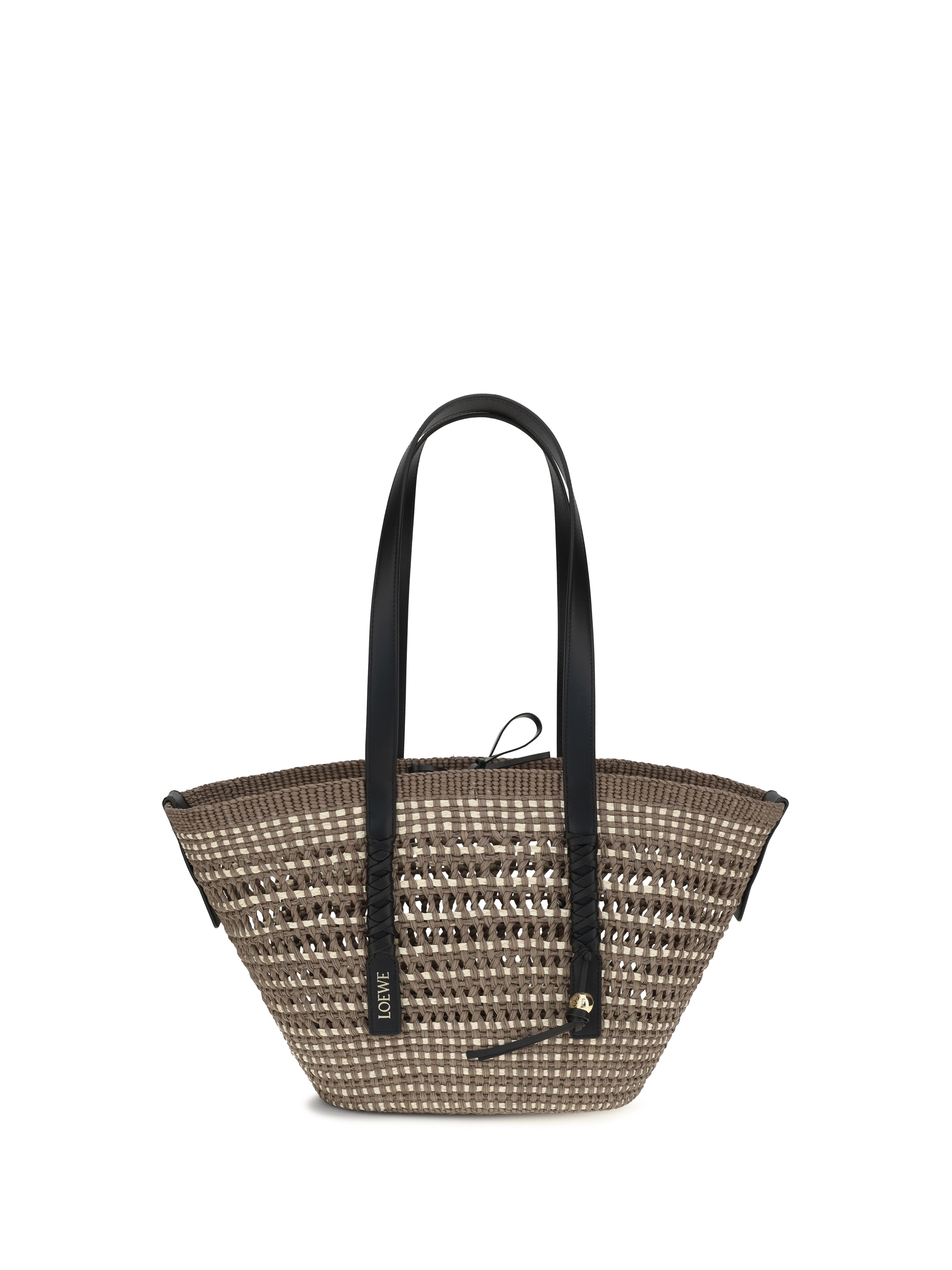 Medium Braid Basket Shoulder Bag in Iraca palm and calfskin