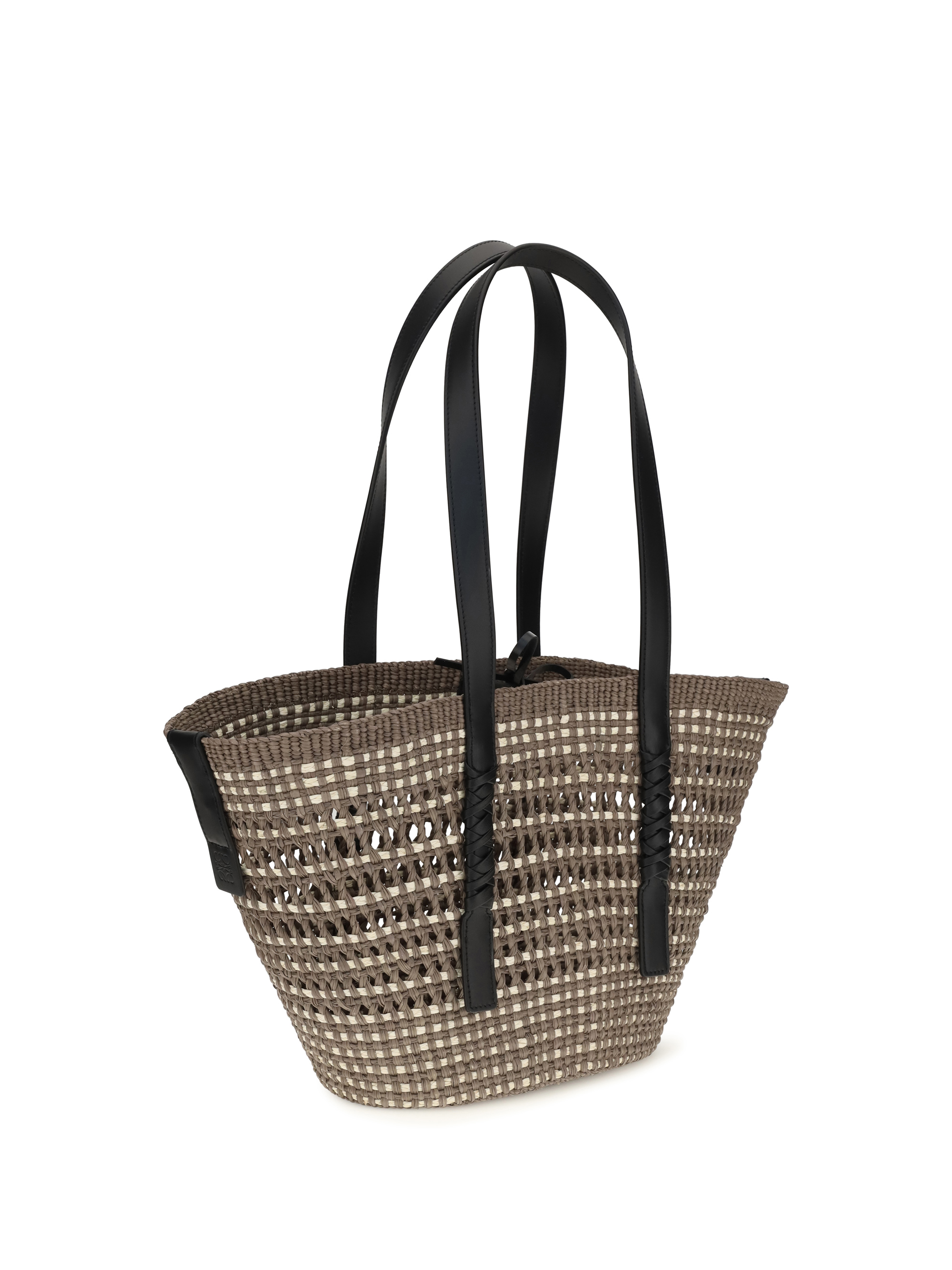 Medium Braid Basket Shoulder Bag in Iraca palm and calfskin