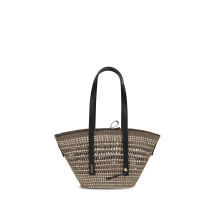Medium Braid Basket Shoulder Bag in Iraca palm and calfskin