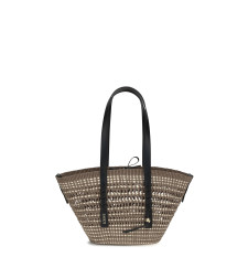 Medium Braid Basket Shoulder Bag in Iraca palm and calfskin