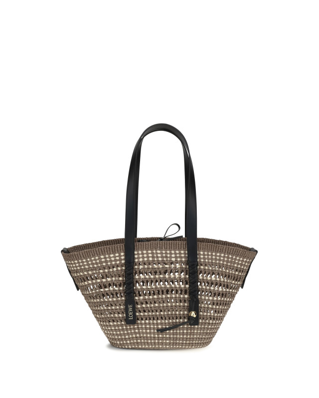 Medium Braid Basket Shoulder Bag in Iraca palm and calfskin