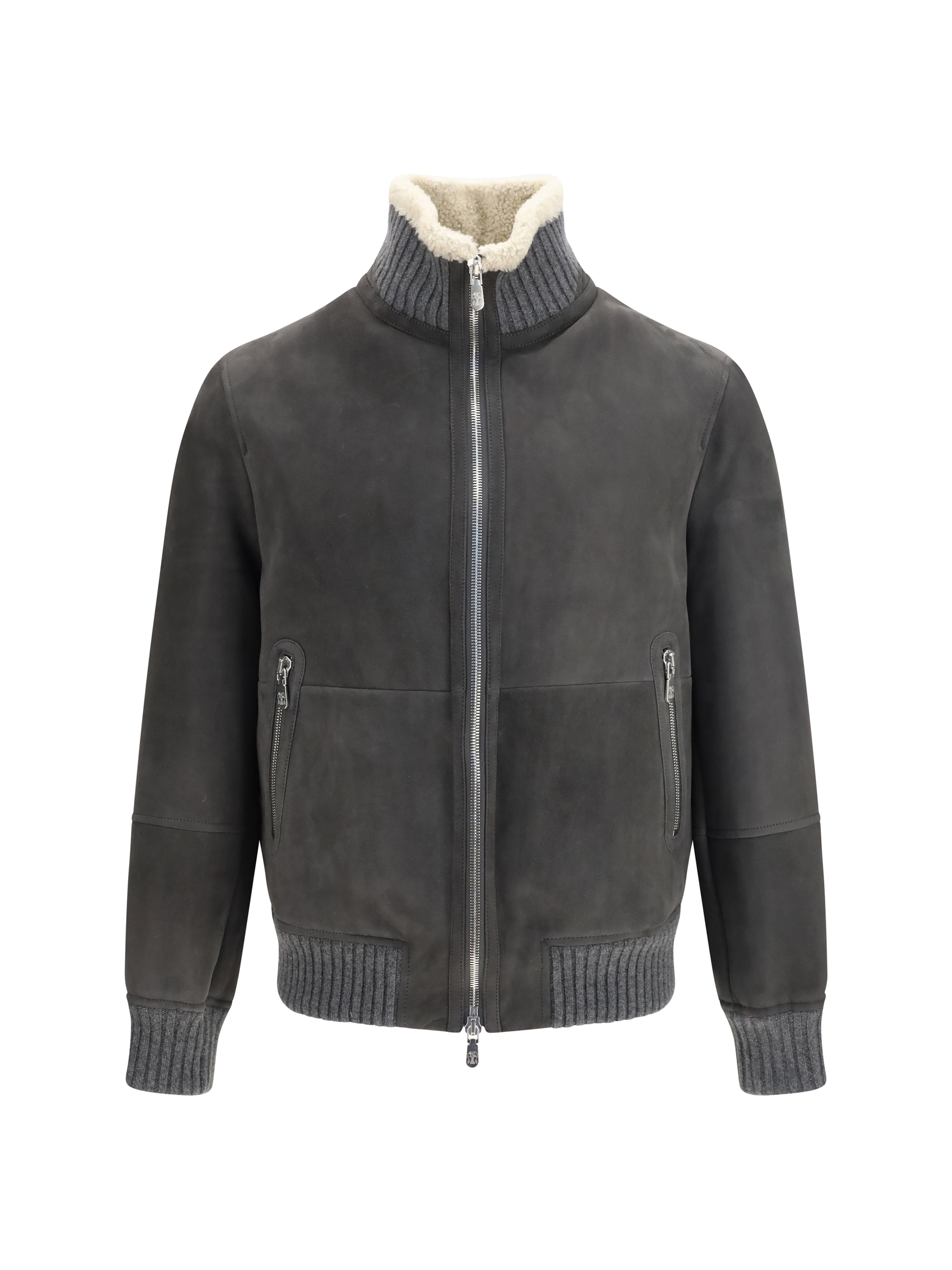 Shearling Jacket with zip and high neck