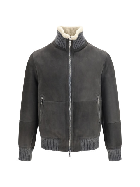 Shearling Jacket with zip and high neck
