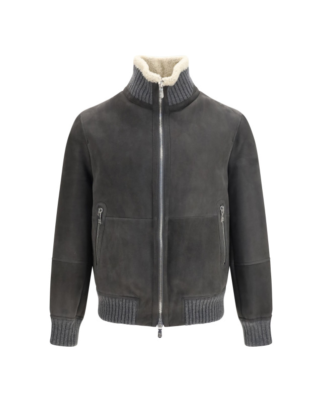 Shearling Jacket with zip and high neck