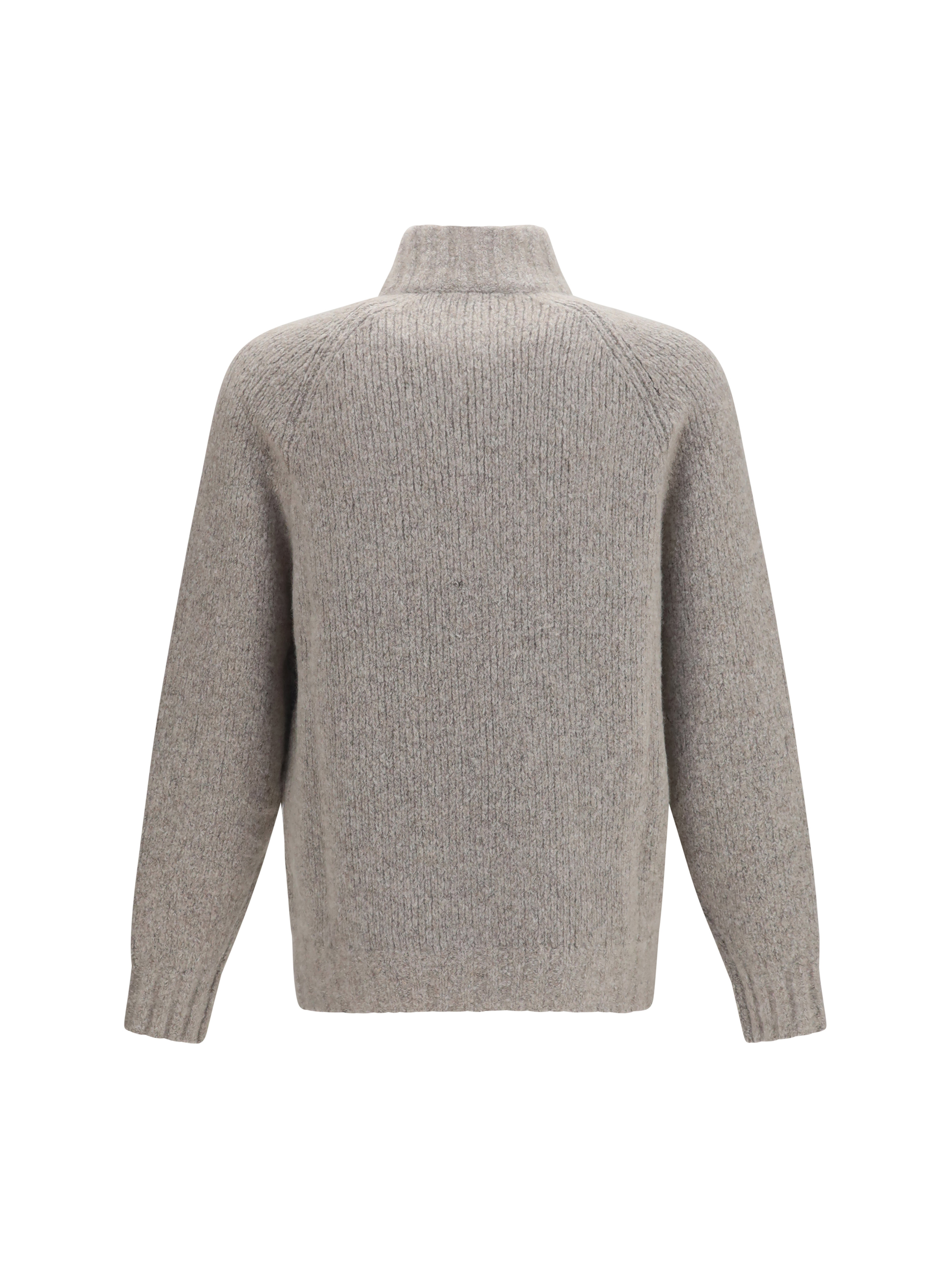 High-neck cashmere and silk Cardigan with zip