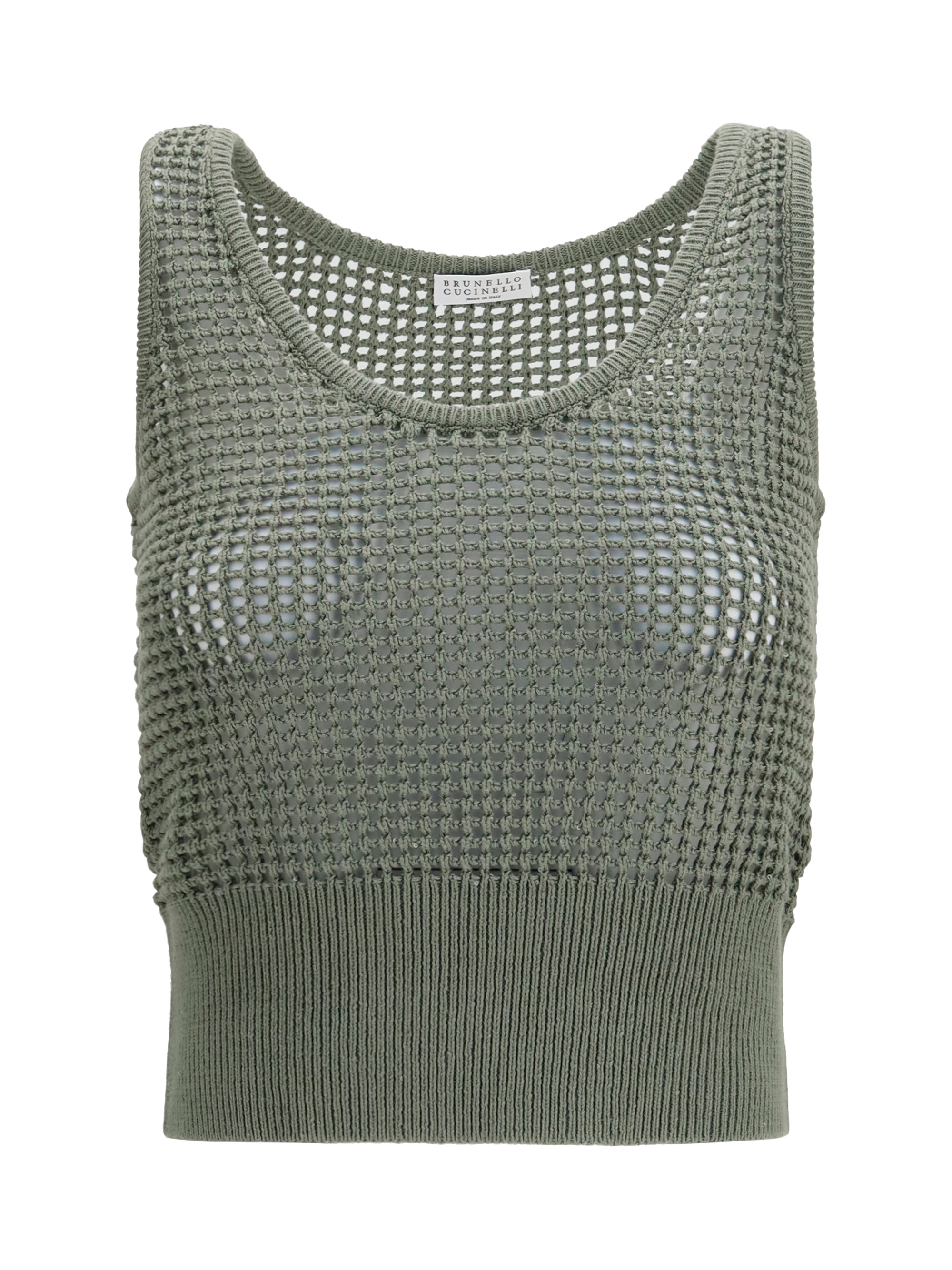 Perforated sequin Tank Top