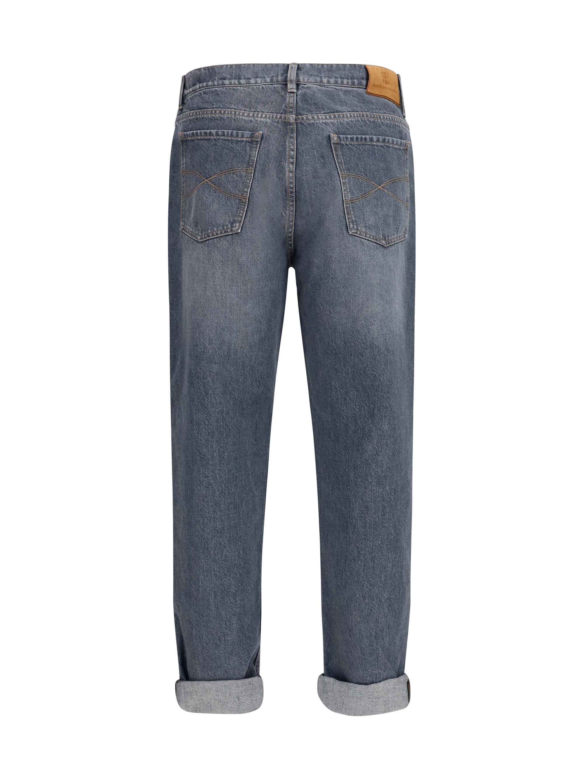 Straight-leg turn-up Jeans
