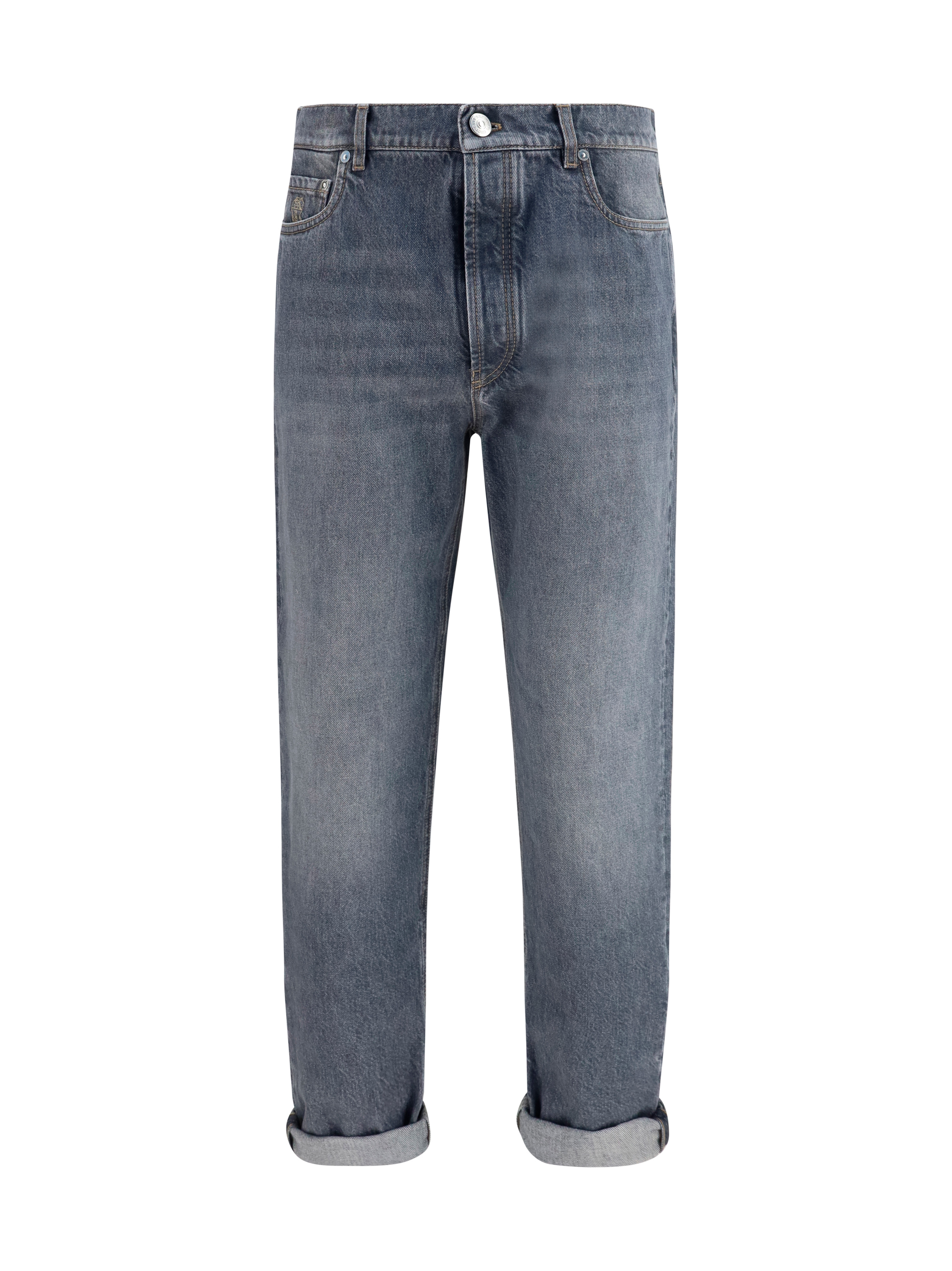 Straight-leg turn-up Jeans