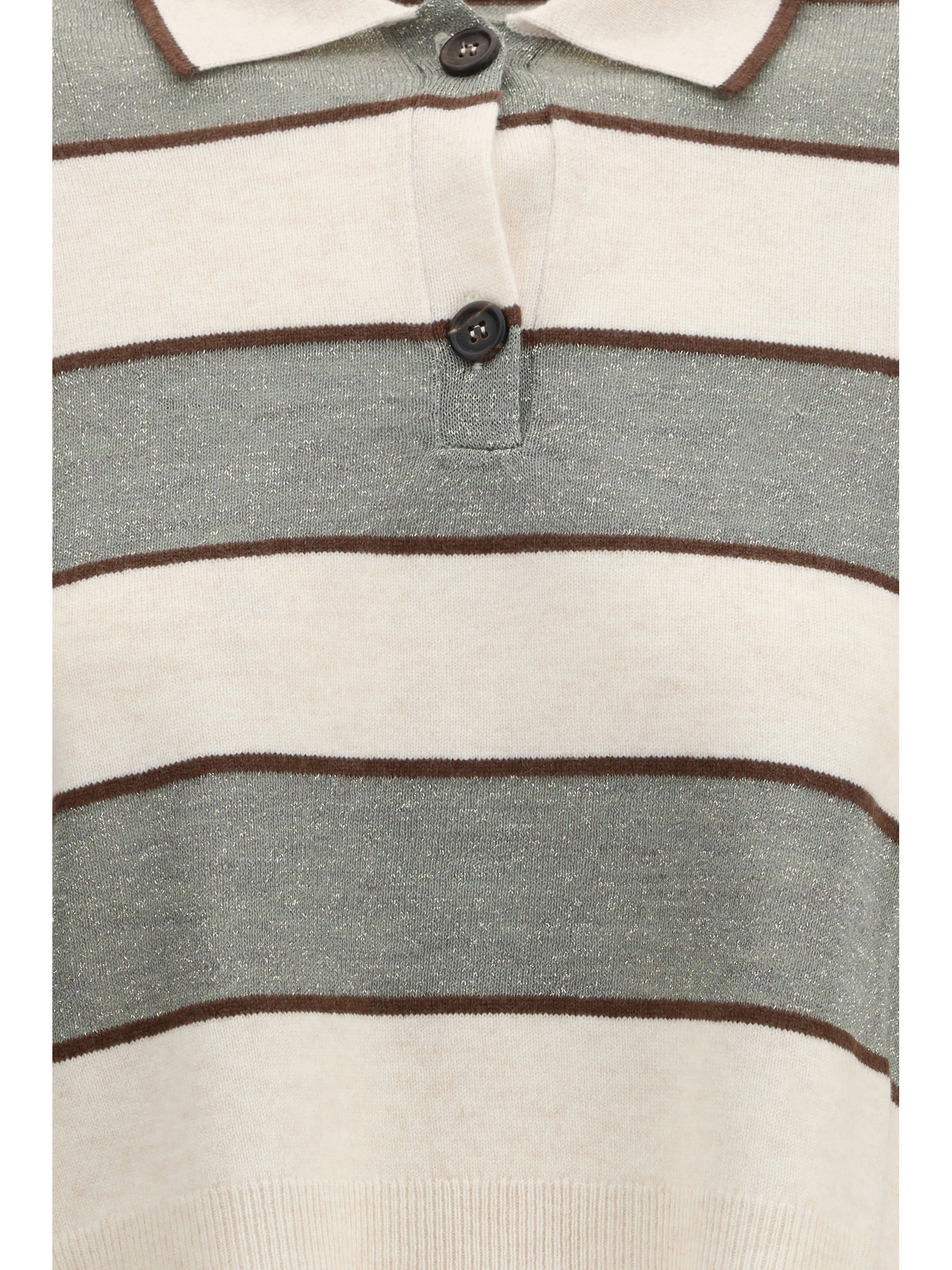 Polo Crop in Sparkling Stripes knit