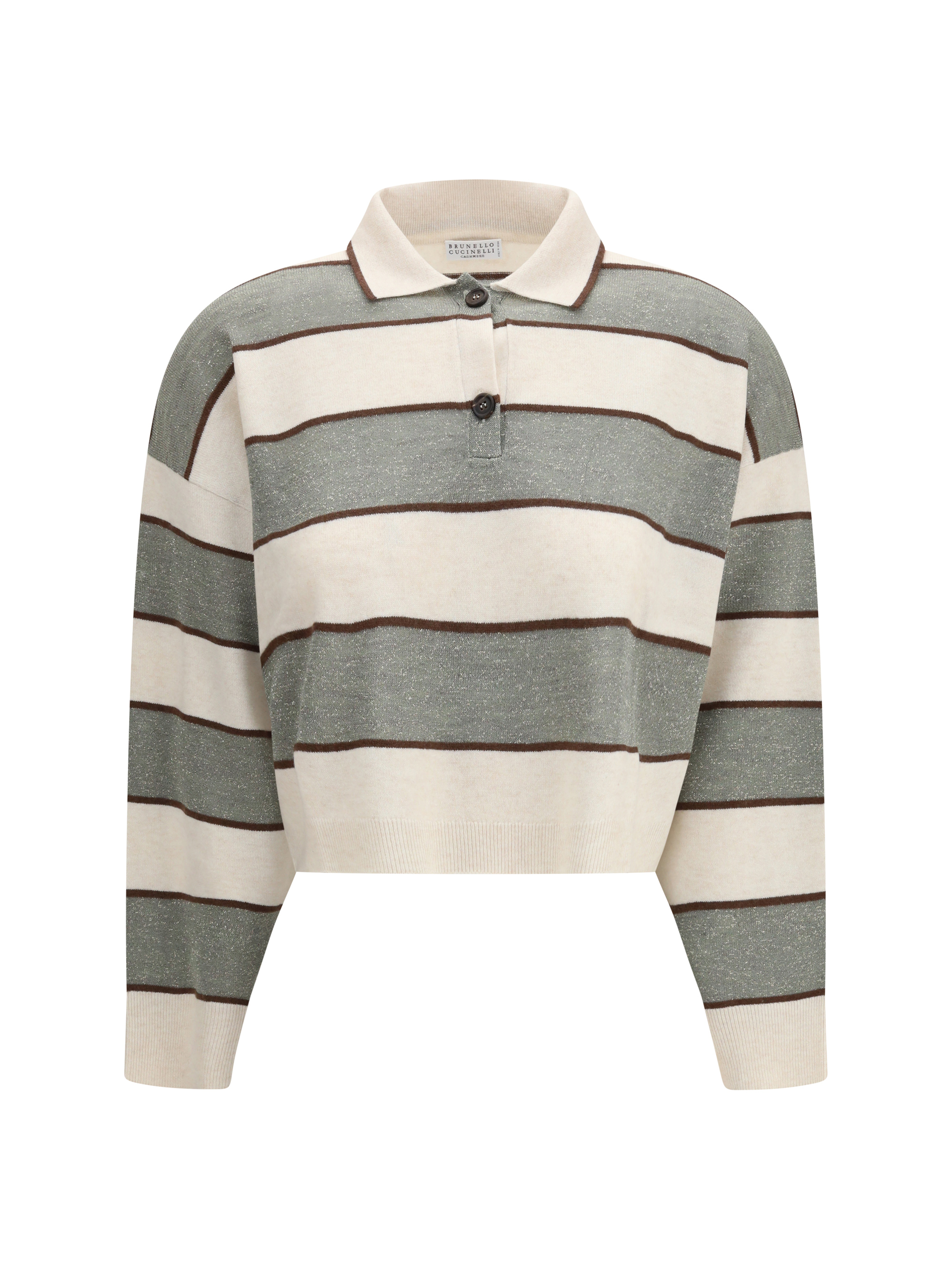 Polo Crop in Sparkling Stripes knit