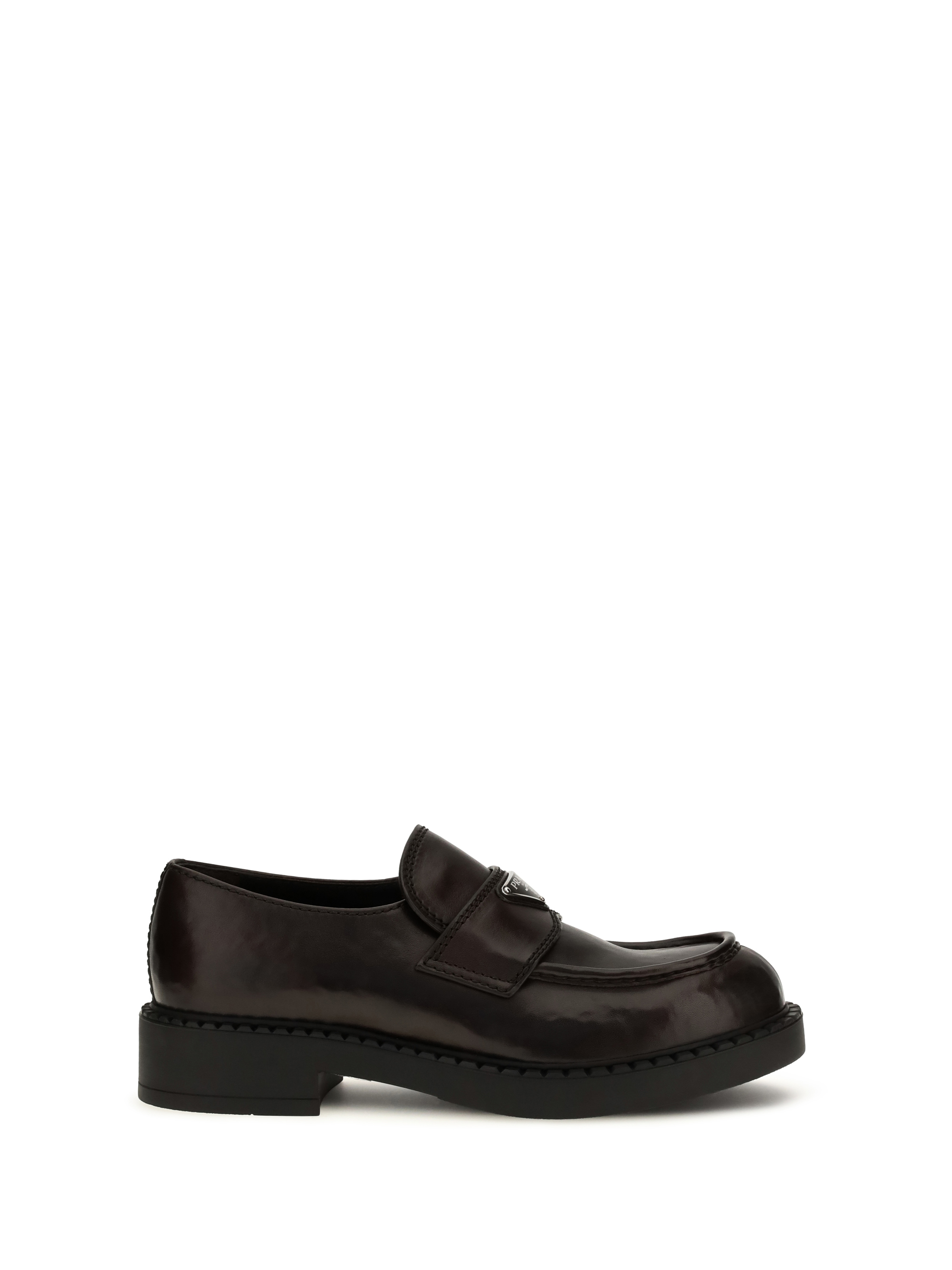 Brushed leather Loafers with triangle logo