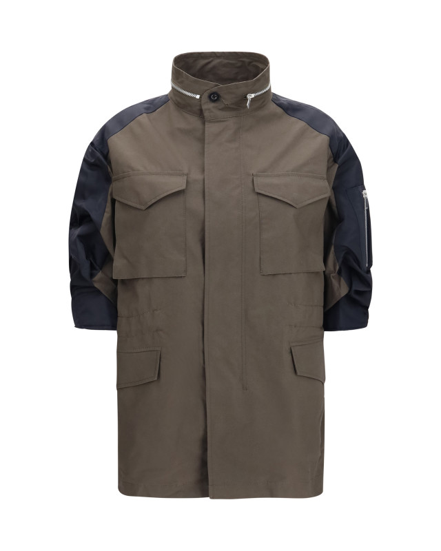 Nylon and cotton Jacket with three-quarter sleeves