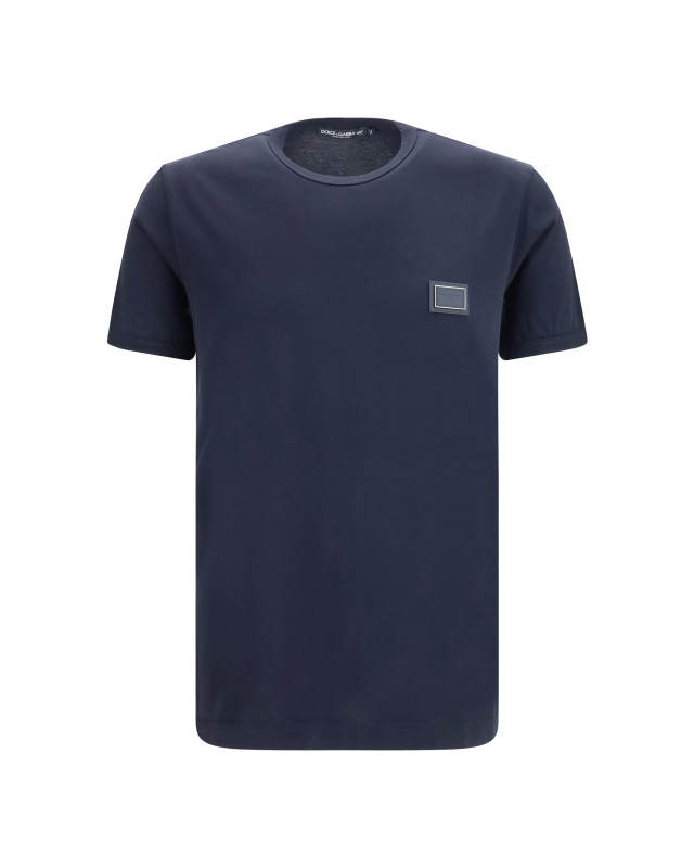 Cotton T-shirt with logo plaque