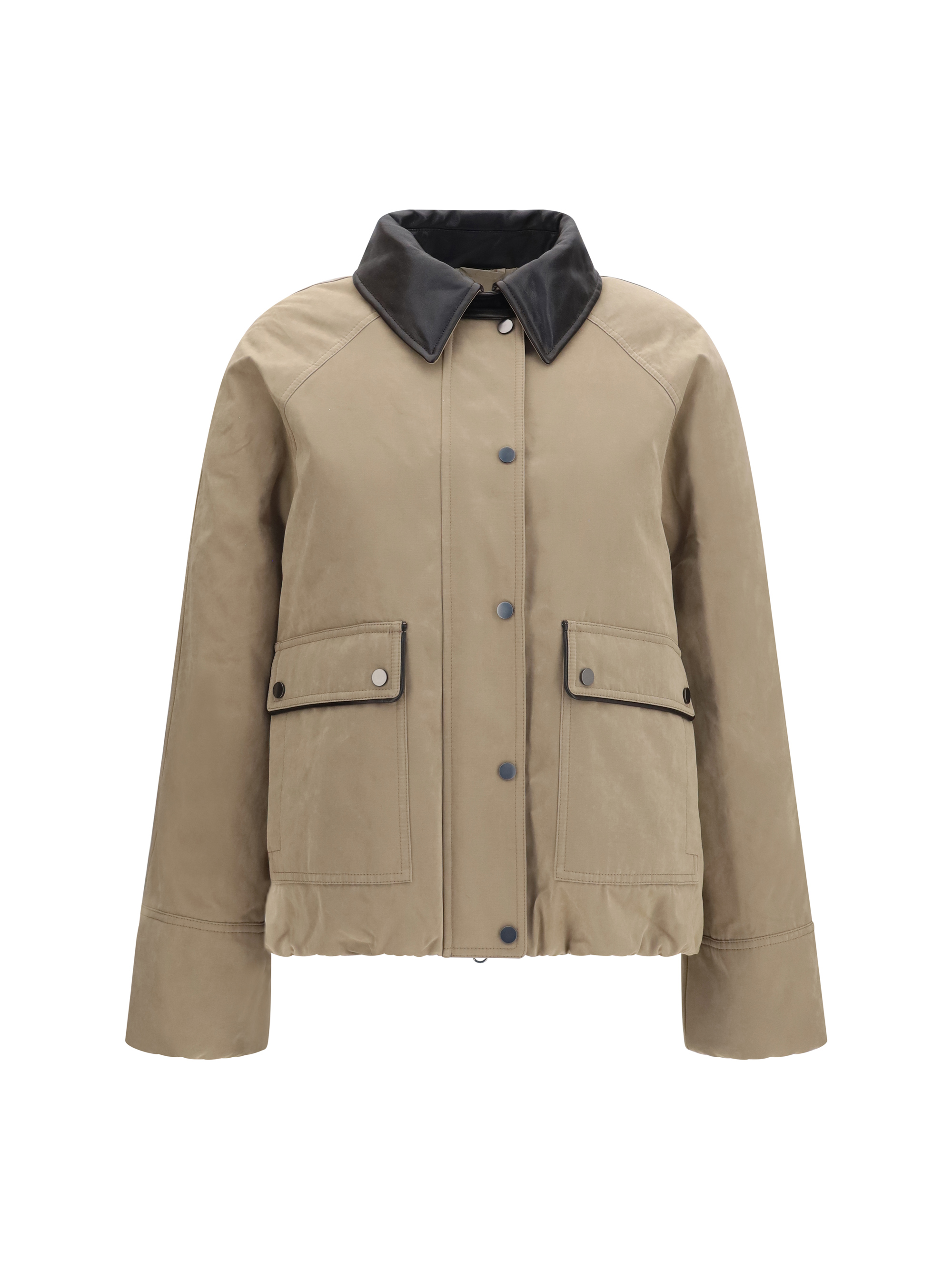 Padded down Jacket with leather collar