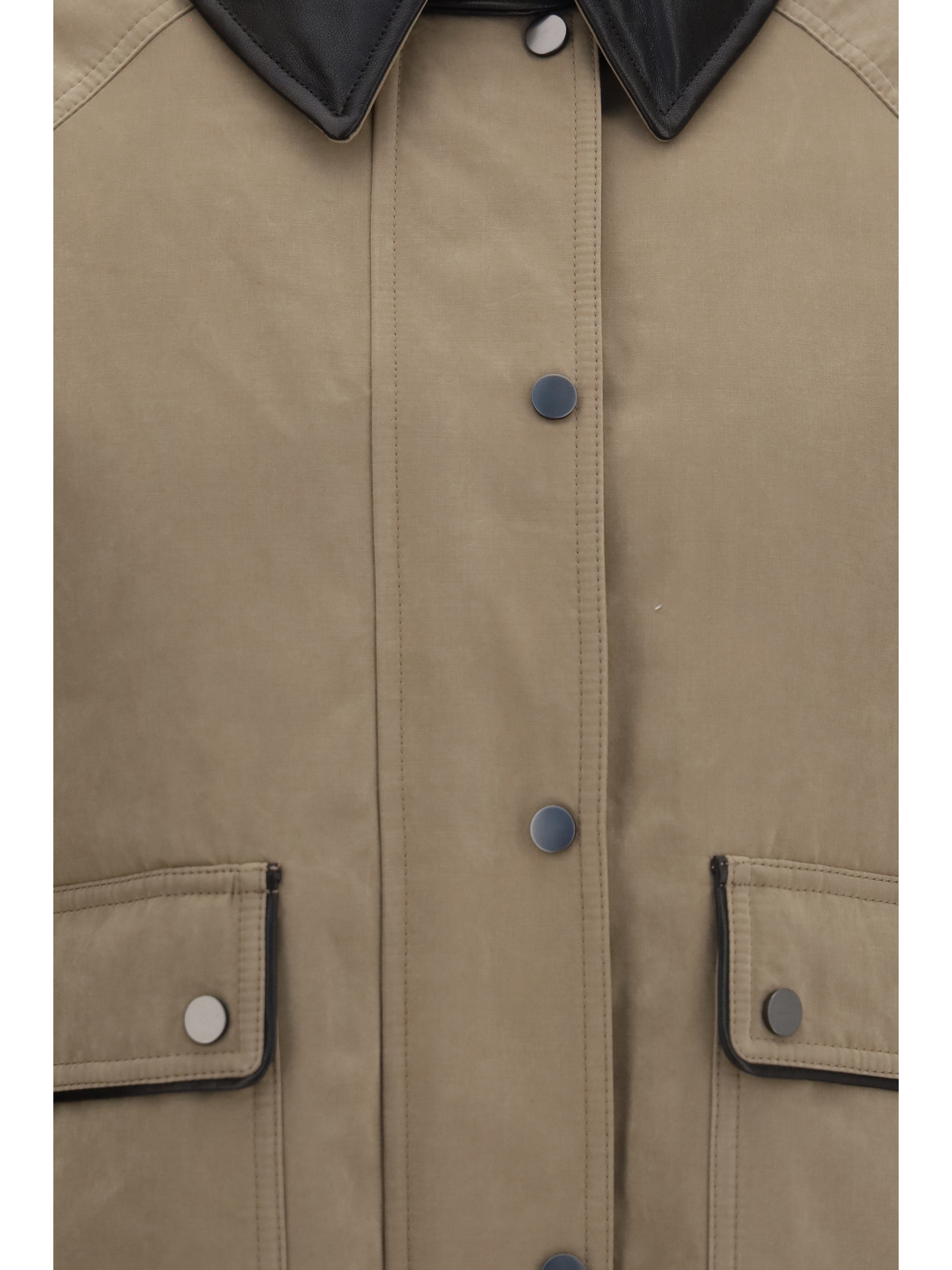 Padded down Jacket with leather collar