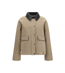 Padded down Jacket with leather collar