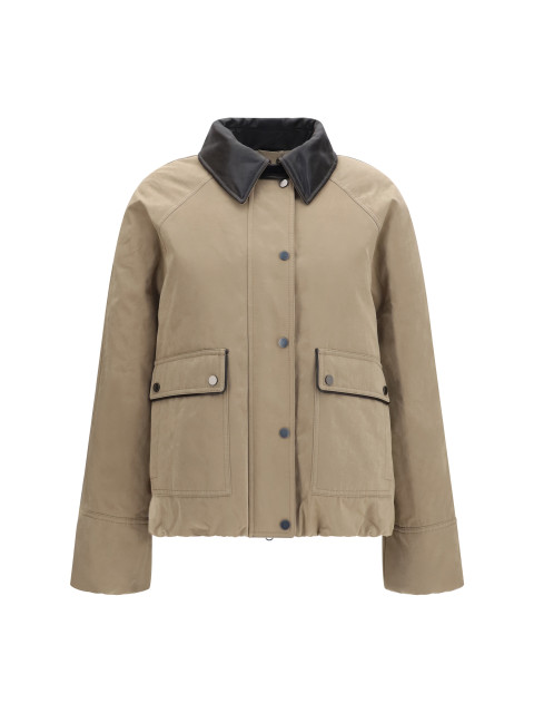 Padded down Jacket with leather collar