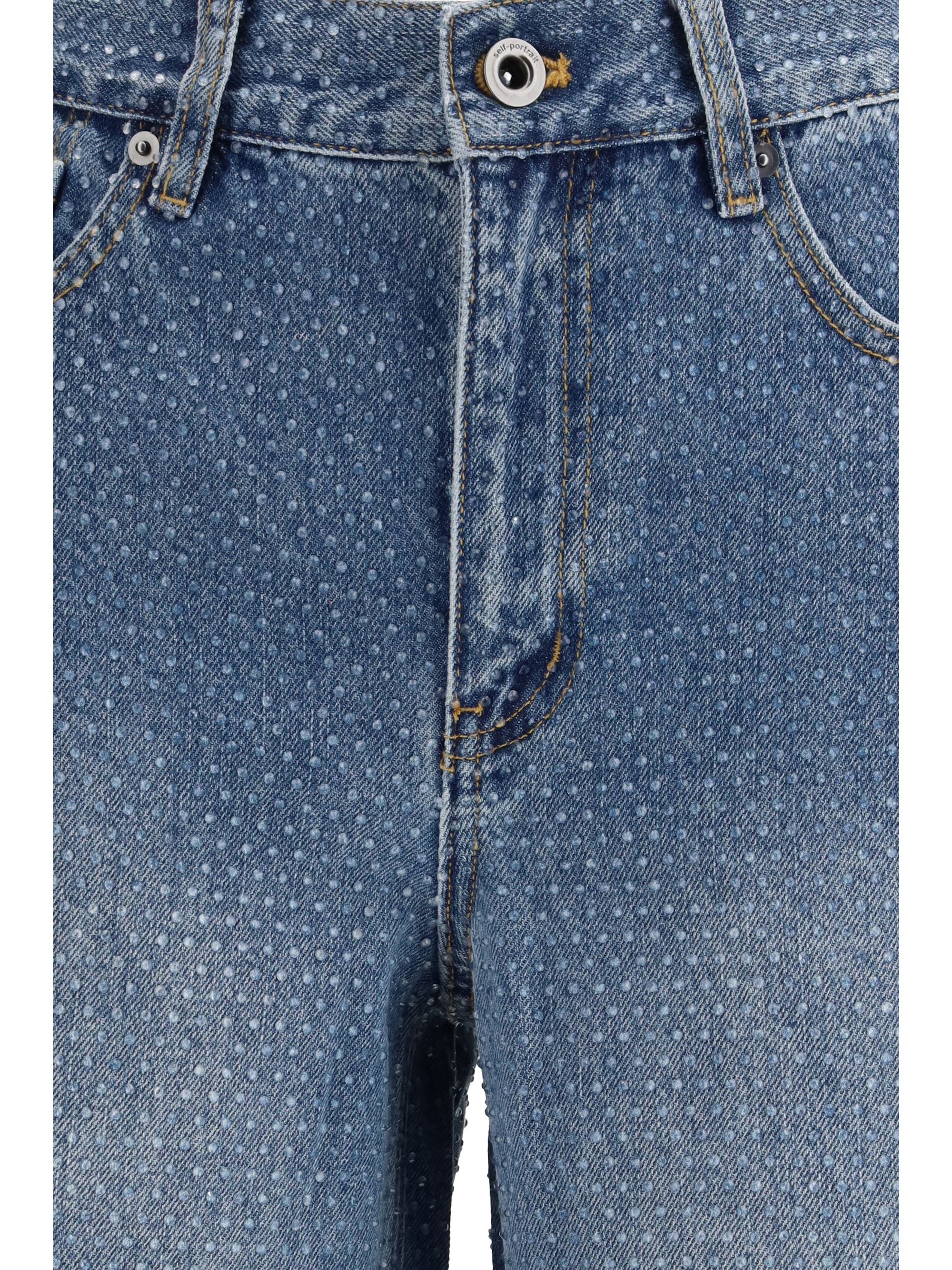 Straight-leg Jeans with all-over rhinestones