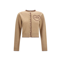 Fitted logo Cardigan in wool and cashmere