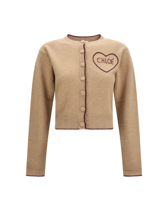 Fitted logo Cardigan in wool and cashmere