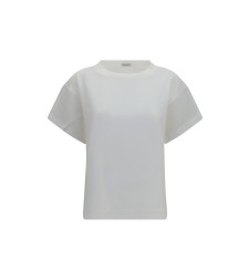 Cotton T-shirt with sheer sleeves and side panels