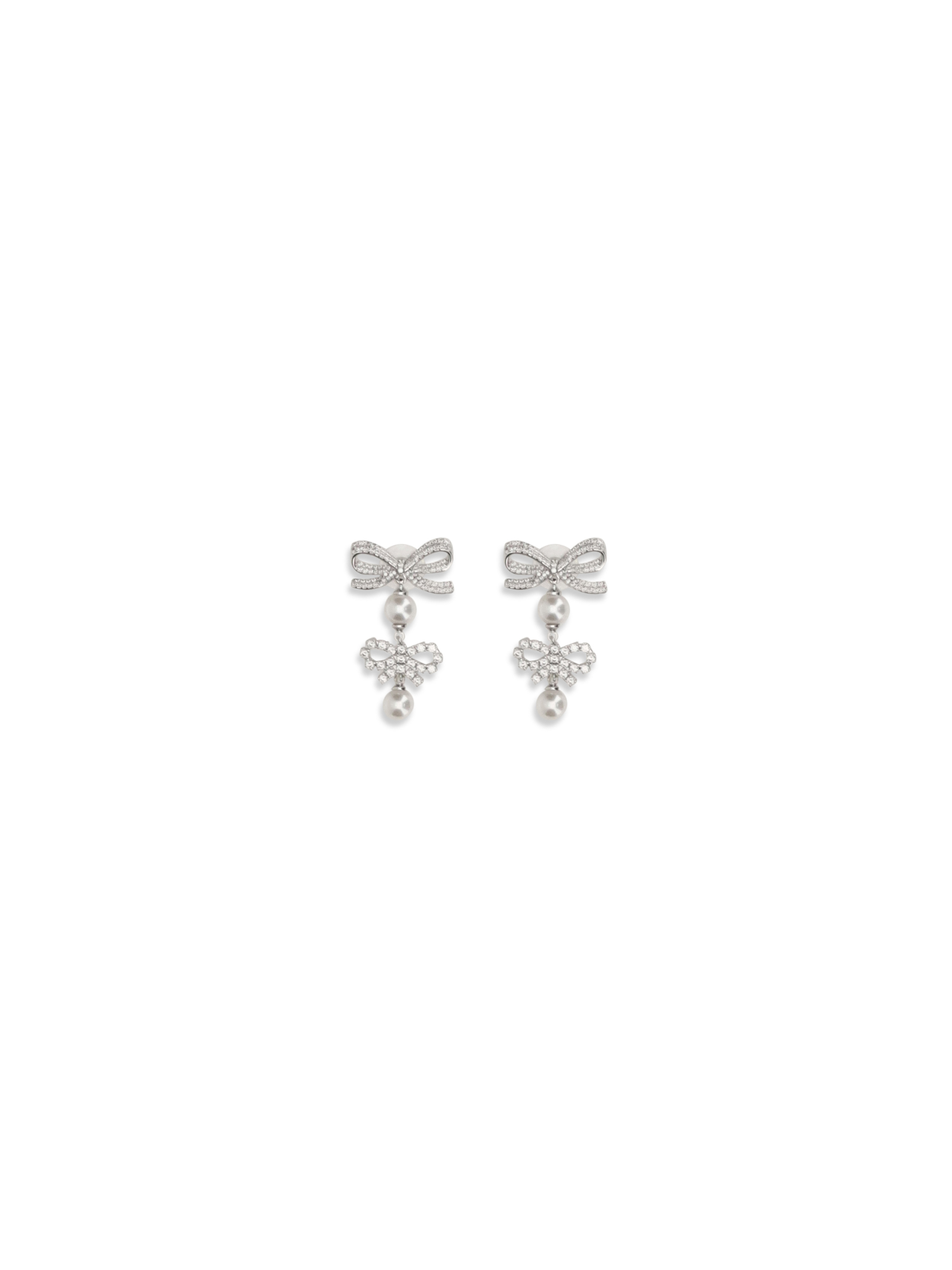 Double Bow Pearl Earrings