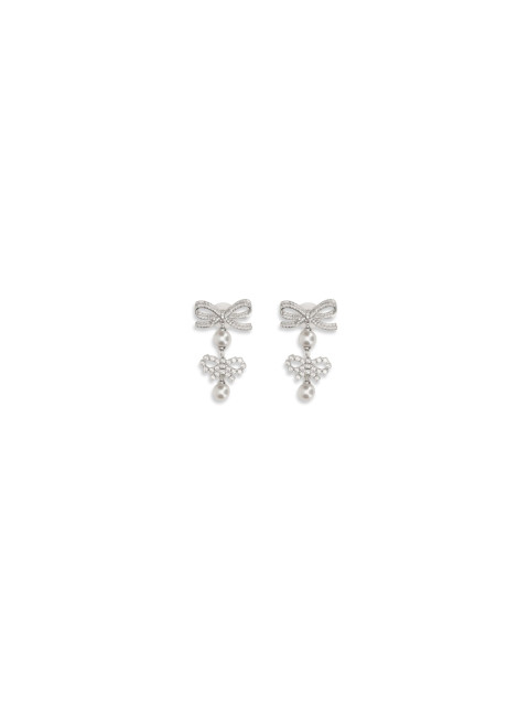 Double Bow Pearl Earrings