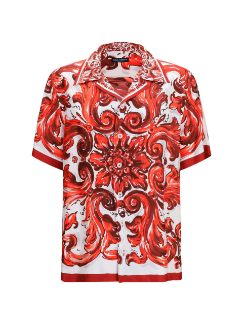 Maiolica print Hawaii Shirt in silk twill