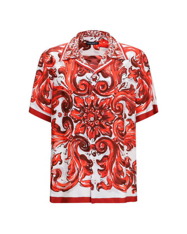 Maiolica print Hawaii Shirt in silk twill