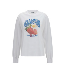Strawberry long-sleeve cotton T-shirt