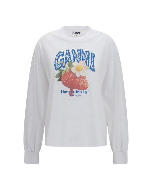 Strawberry long-sleeve cotton T-shirt