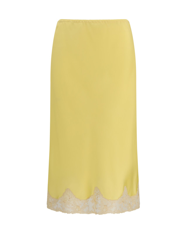 Satin midi Skirt with lace inserts