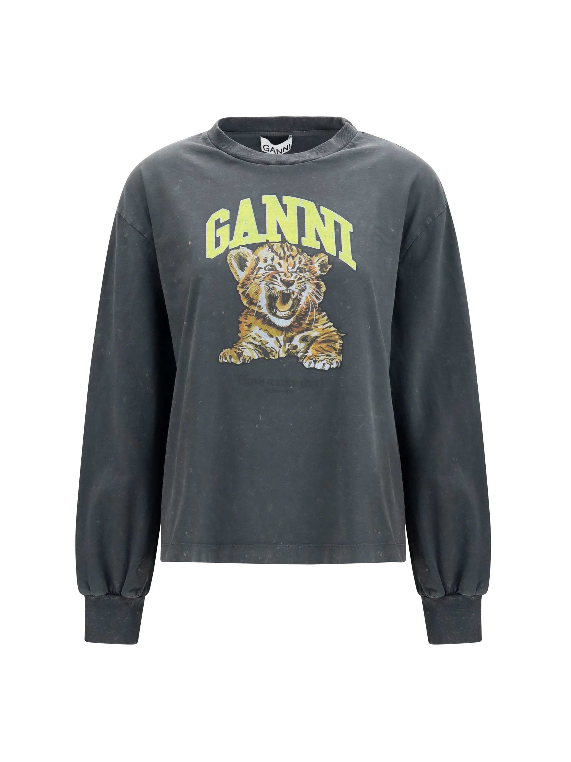 Long-sleeve tiger-print T-shirt